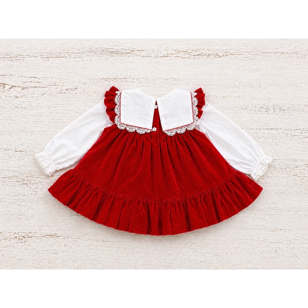 Vintage Baby Togs 12M Red Velvet Dress Embroidered - Holiday -  Girl - Picture 2 of 4
